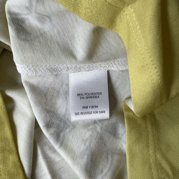 One World Blouse Small Yellow Criss Cross Strappy VNeck Studded Ombre Floral Top - Picture 8 of 10